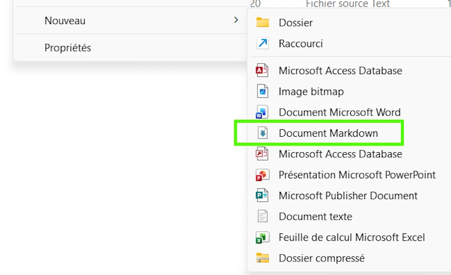 Ajouter une option 'Document Markdown' au clic droit dans File Explorer