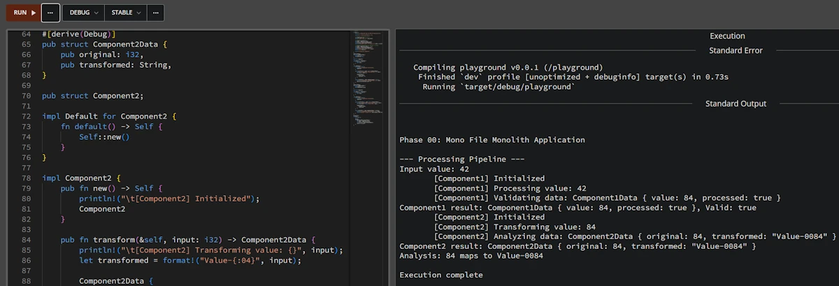The Rust source code of Step 00 in Rust Playground