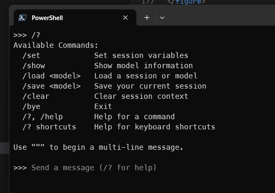 List of Ollama's slash commands