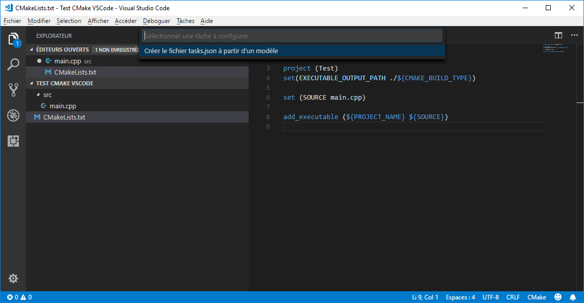 Create tasks.json in VS Code