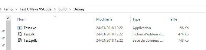 Content of the Debug directory after NMake has been called