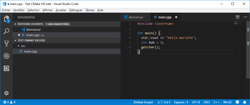 C++ source code in VS Code