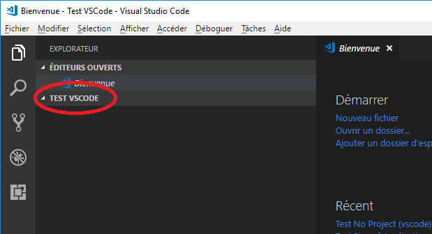 VS Code on screen and the open folder